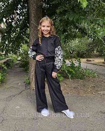 Підліткова чорна сорочка з вишивкою 152-164 Кривий Ріг