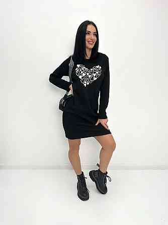 Теплое платье с принтом Romance 42-44, Черный Киев