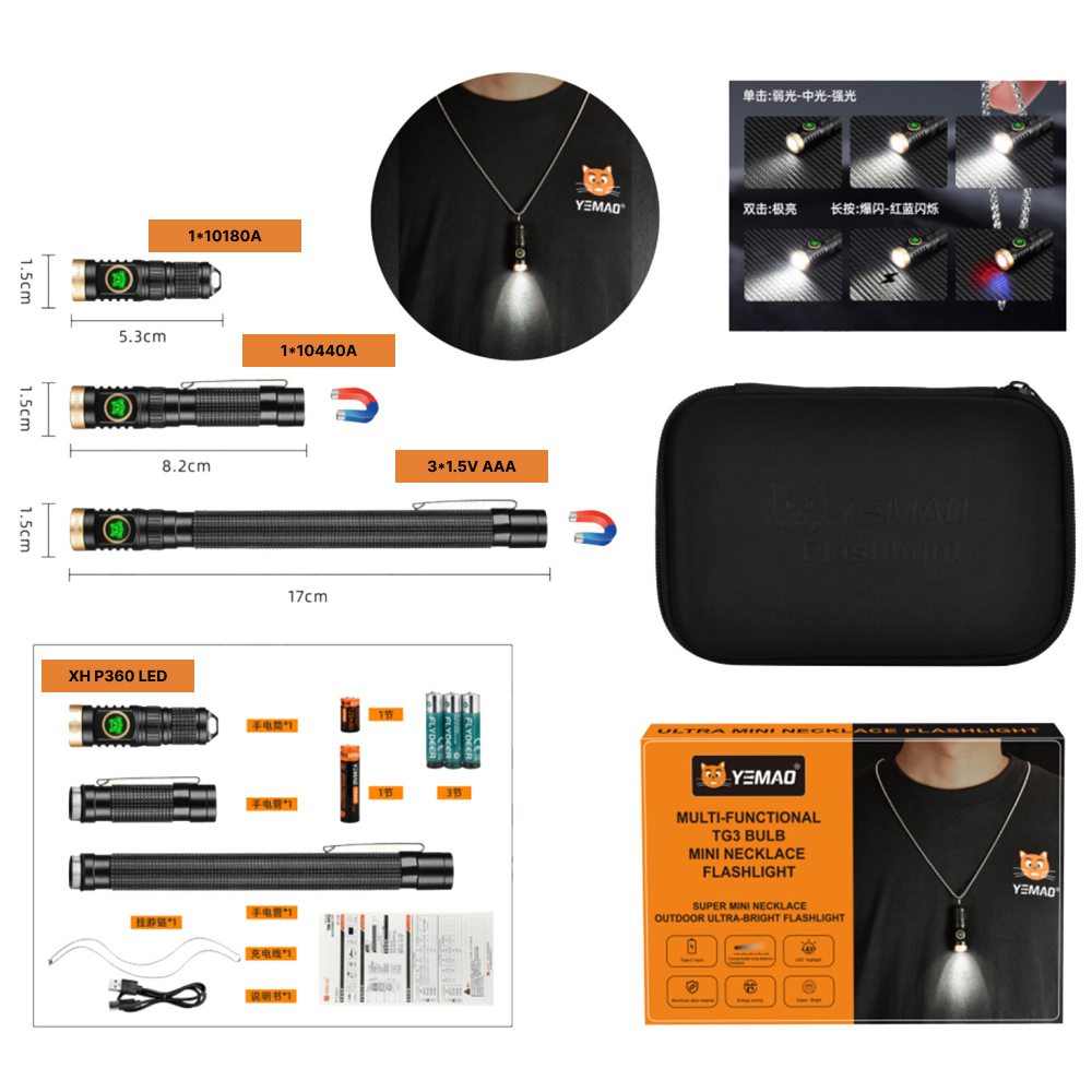 Ручний ліхтар YM-M10, 800LM, 1x10180+1*10440 акум, TYPE-C Дніпро - фото 1