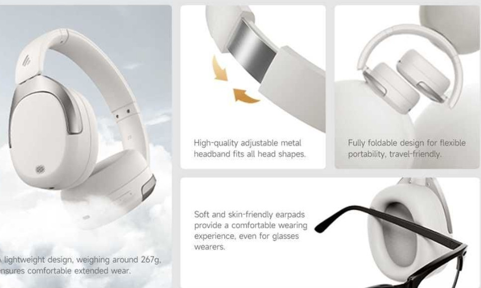 Bluetooth Навушники Edifier W830NB Grey ( Hi-Res, LDAC, ANC, Bt 5.4) Київ - фото 1