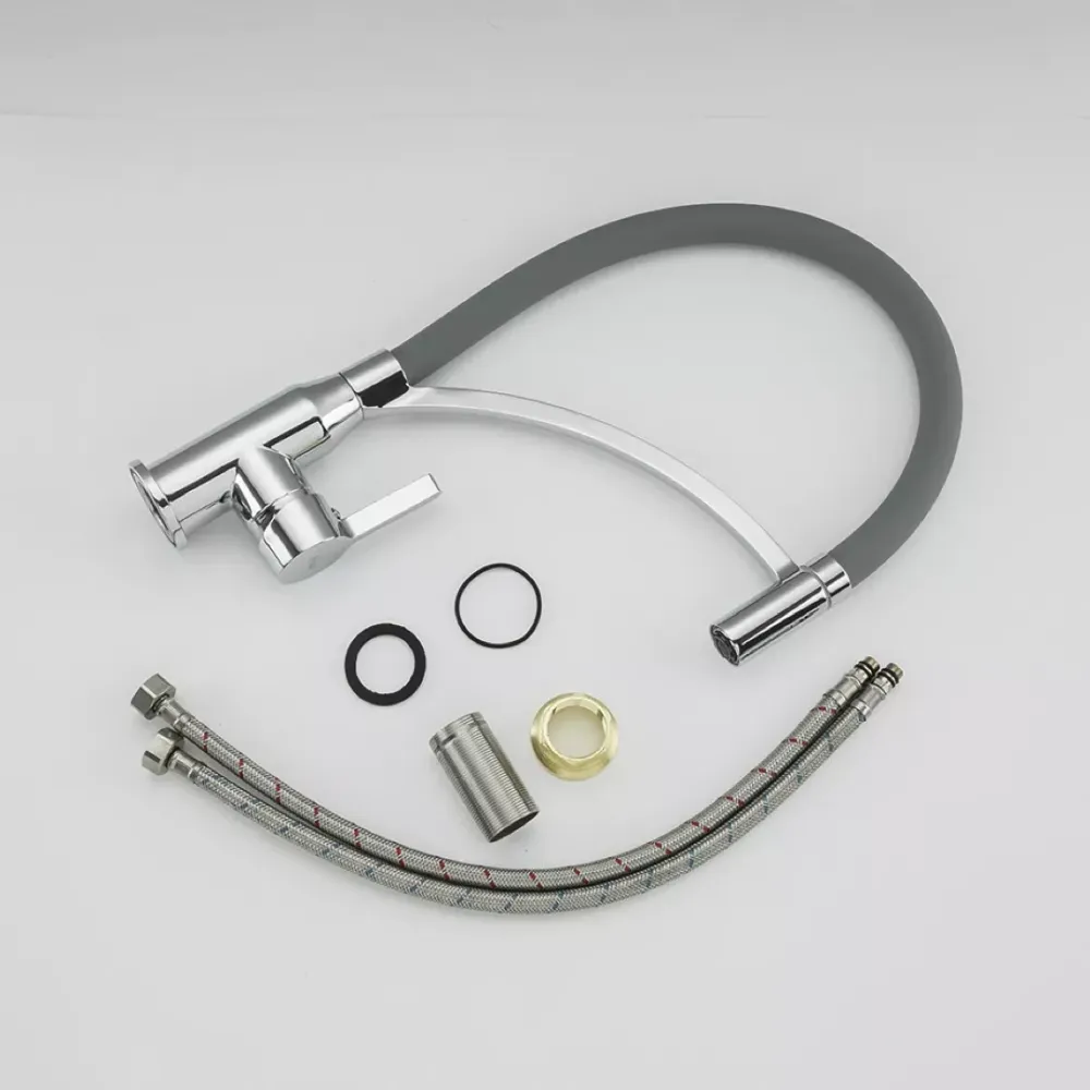 Змішувач для кухні з гнучким виливом Frap F4552 сірий/хром Київ - фото 5