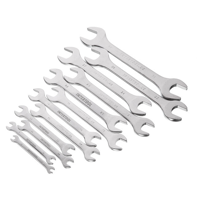 Набір ключів ріжкових, 12 шт., 6-32 мм, Cr-V INTERTOOL HT-1003 Київ - фото 2