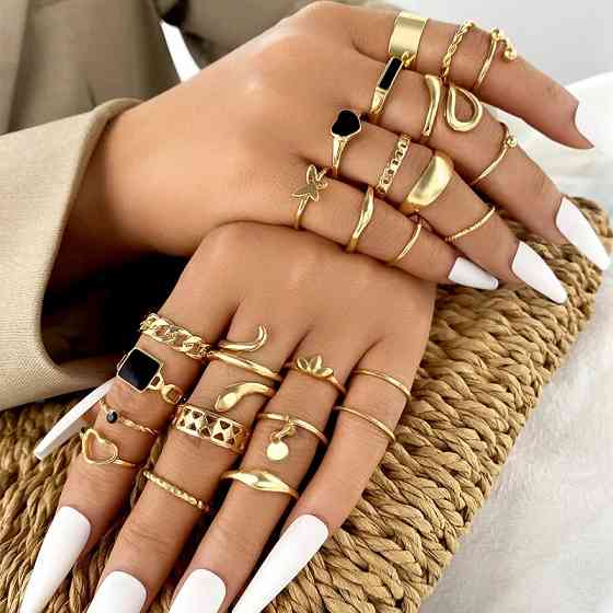 Кольца на фаланги набор 27 штук one size золотистый Киев
