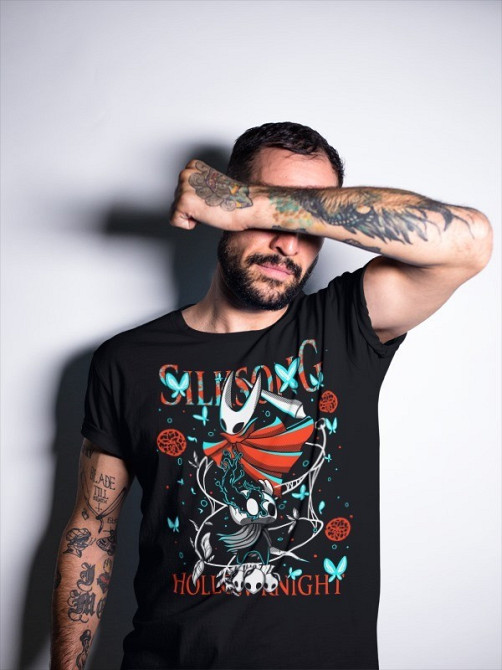 Футболка чоловіча з аніме принтом Холлов Кнігхт Сілксонг Вінтаге оверсайз (S/M/L) Чорний AnimeJ0008 Дніпро - фото 11