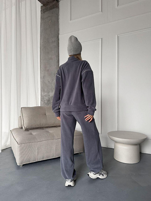 Стильний жіночий теплий флісовий костюм-двійка Сірий, 50/52 Одеса - фото 3