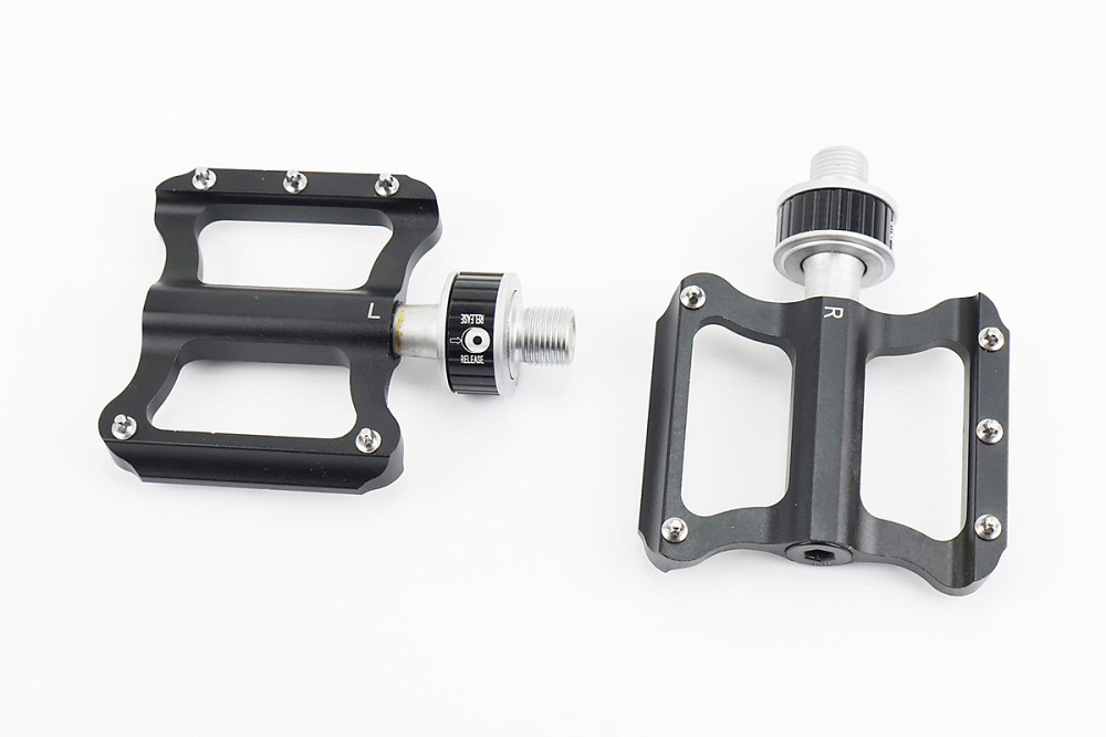 Педалі MTB 9/16" (82x72x17mm) алюмінієві швидкознімні, пром-підшипник (6*13*5), чорні K-349F Київ - фото 1