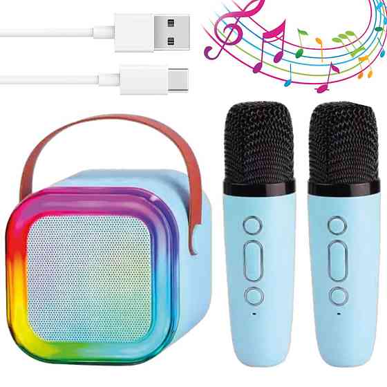 Дитяче караоке з 2 мікрофонами К12 / Портативна колонка з RGB підсвічуванням / Бездротове міні-караоке Київ