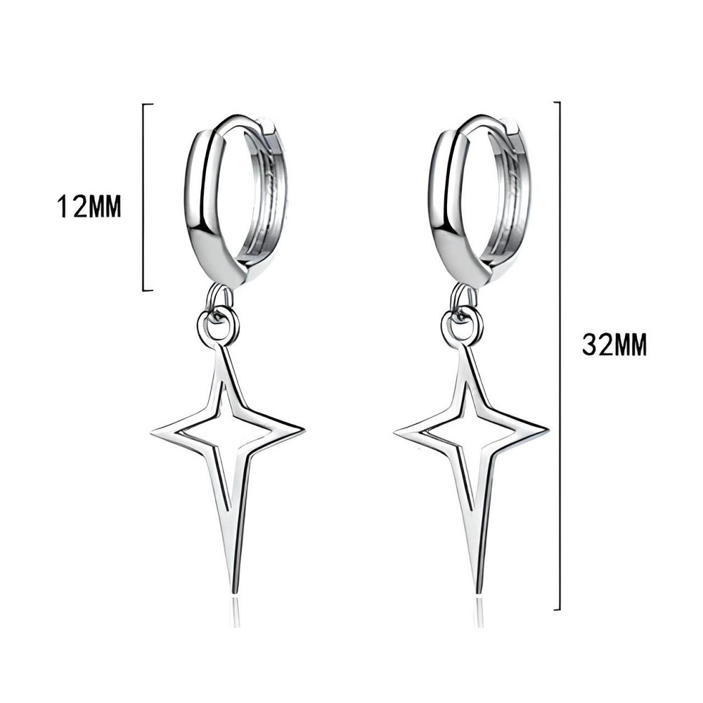 Серьги звезды RESTEQ 3,2 см серьги звездочки серебристые бижутерный сплав стильные аксессуары серьги на каждый день праздничные Киев - изображение 3