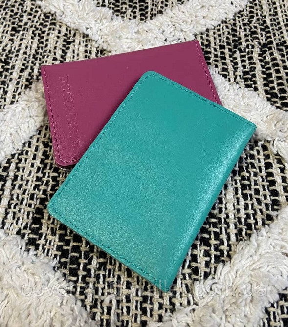 Бірюзова шкіряна обкладинка на права та ID паспорт ST Leather Київ - фото 5