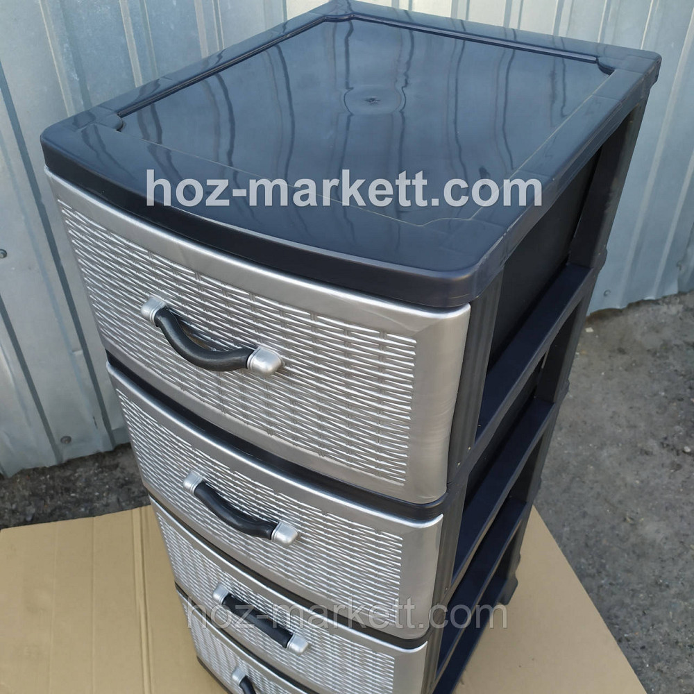 Тумбочка комод пластиковый серый на 4 ящика производство Украина Харьков - изображение 8