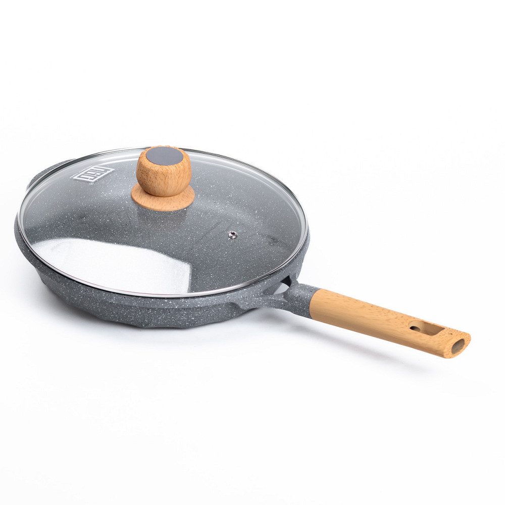 Алюмінієва сковорода 2,8 л з мармуровим антипригарним покриттям Ø 28 см сіра MGC HP-4-425G Київ - фото 4