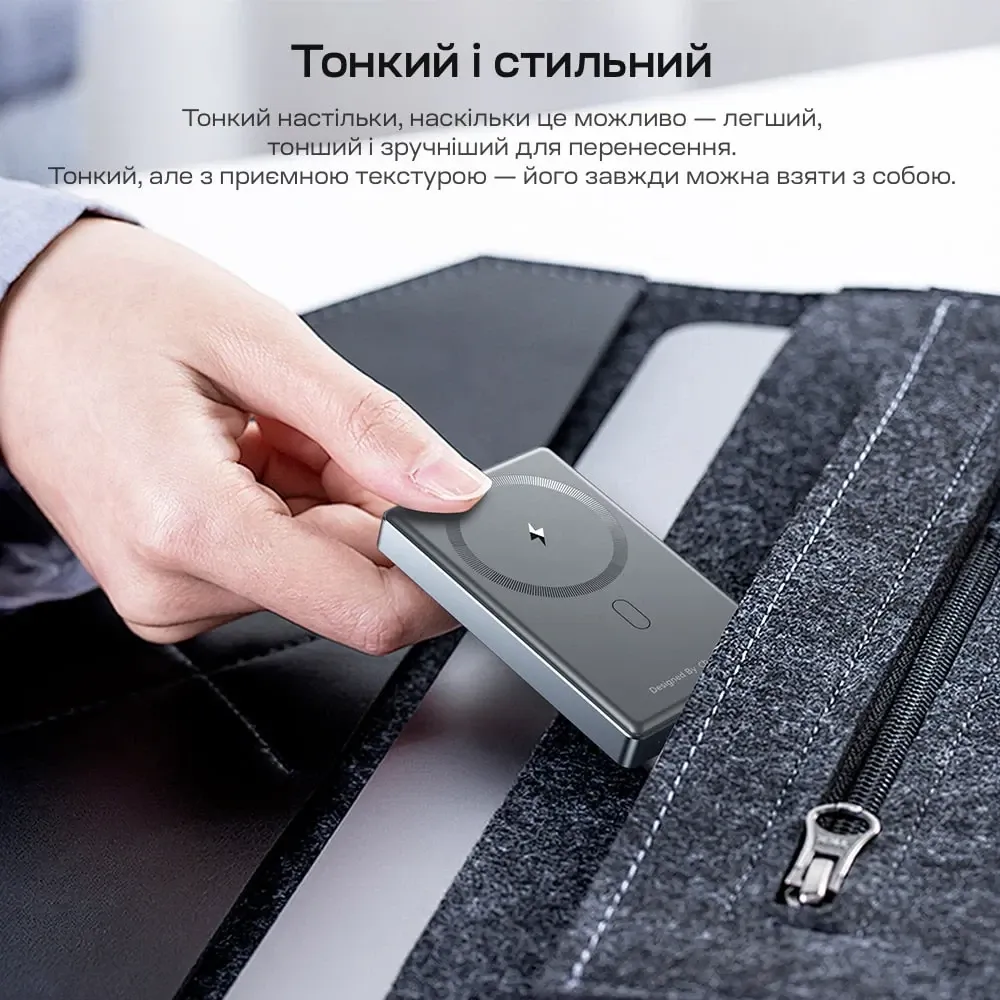 Повербанк 10000mAh Choetech B739 Black QC3.0 PD3.0 бездротова магнітна зарядка (43-00151) Київ - фото 13