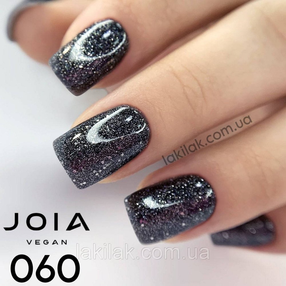 Гель-лак JOIA vegan 060 темно-сірий з блистками, 6 мл Херсон - изображение 1
