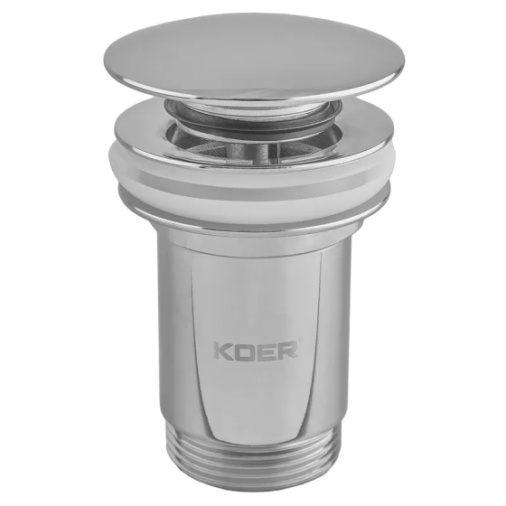 Донный клапан для раковины Koer PW-08-01 1 1/4'' без перелива автоматический СLICK-СLACK (Цвет хром) (KR5786) Киев