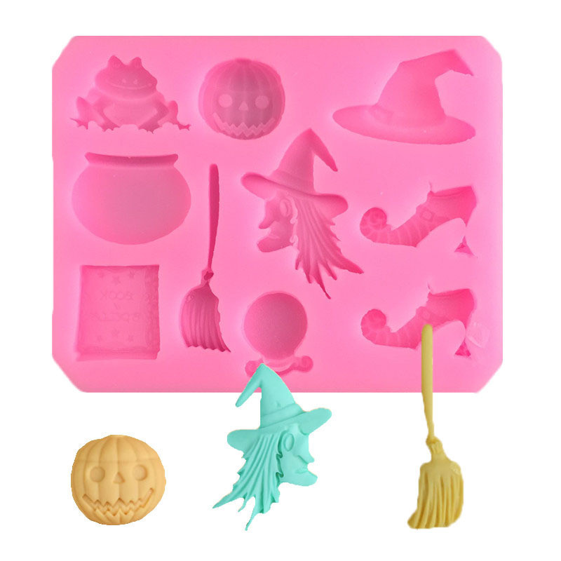 Молд силиконовый Хэллоуин Ведьма 68 на 85 мм розовый Киев - изображение 1