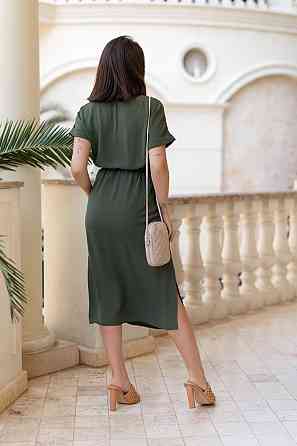 Жіноча сукня міді зі шнурком "Rea" оптом | Батал Хакі, 50-52 Київ