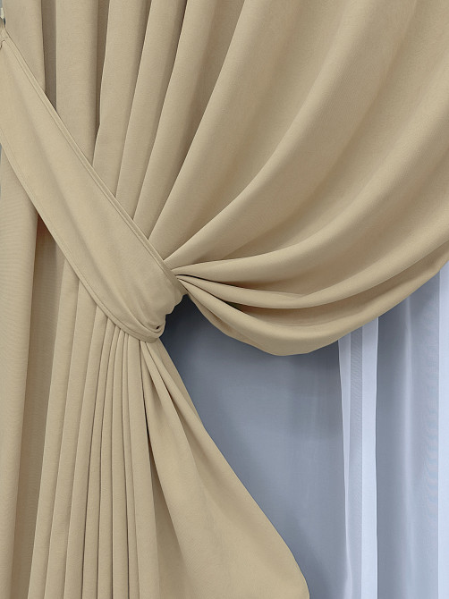 Комплект готових штор VR-Textil Мікровелюр Petek № 1491ш Бежевий 200х290 см 2 шт (32-527) Київ - фото 5