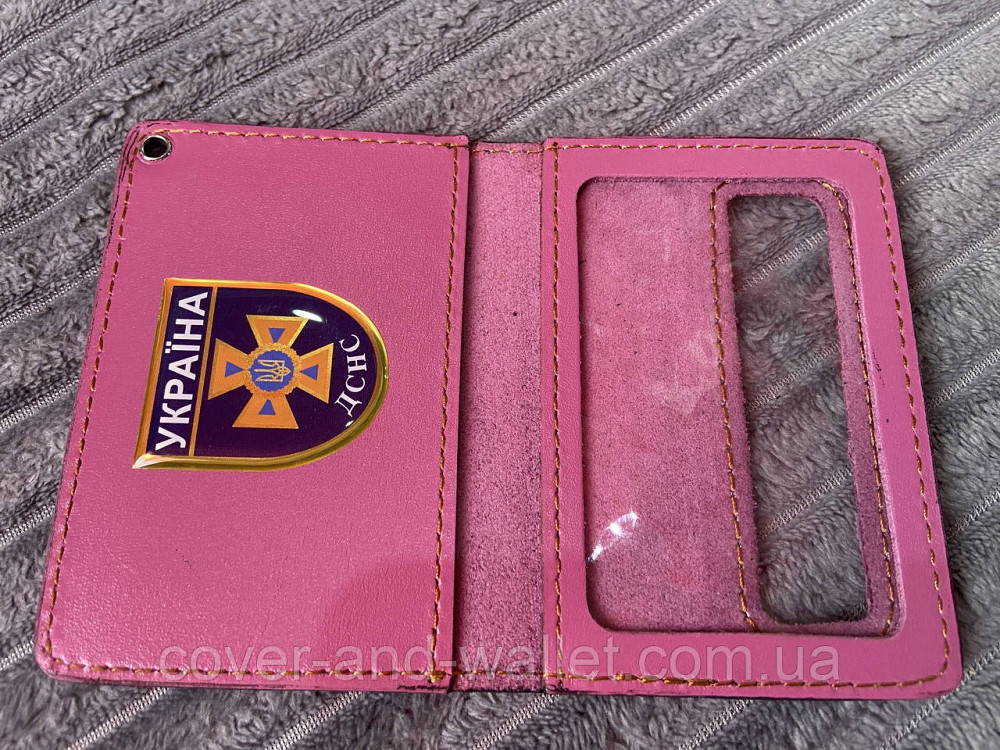 Кожаная обложка на пластиковое удостоверение ДСНС с шевроном Киев - изображение 3