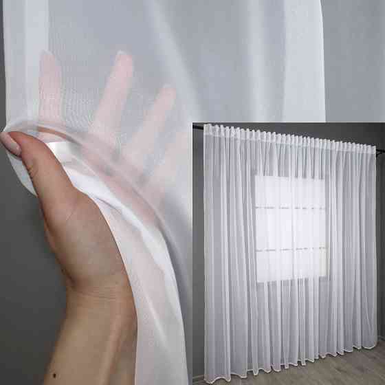 Тюль з тасьмою на трубу VR-Textil н101 Шифон однотонний Білий 400х250 см (44-003) Київ