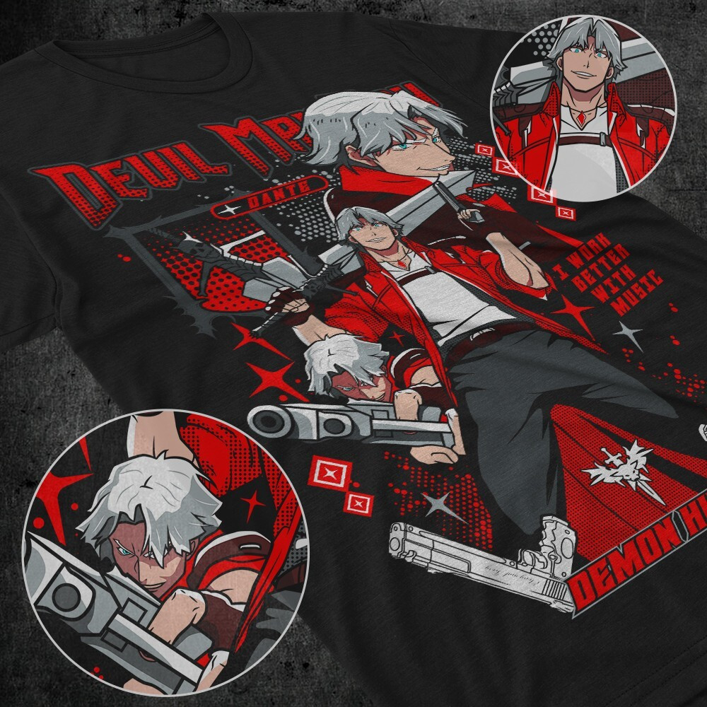 Футболка для хлопчика з аніме принтом Девіл Май Крй Данте оверсайз (зріст від 165 до 180) Чорний AnimeJ1059m Дніпро - фото 1