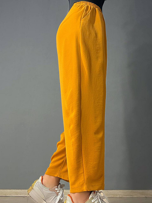 Брюки женские 0716 MOM шелковые с карманами горчица, горчица, L Киев - изображение 16