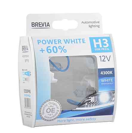 Галогенова лампа Brevia H3 12V 55W PK22s Power White +60% 4300K S2 Київ