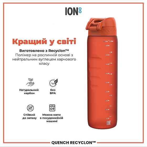 Пляшка для води ION8 1000 мл. (ЕКО пляшка) BPA Free, Hearty Orange Кам'янське