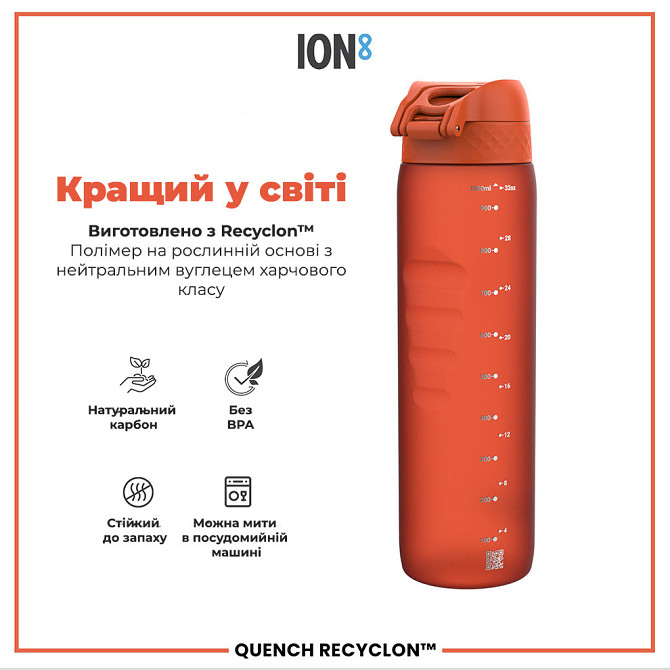 Пляшка для води ION8 1000 мл. (ЕКО пляшка) BPA Free, Hearty Orange Кам'янське - фото 6