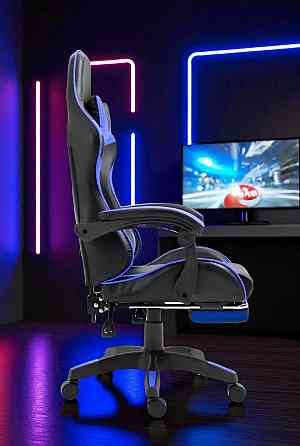 Игровое эргономичное компьютерное кресло Vicotan VIP с подставкой для ног, черно-синее, с регулировкой наклона Львов