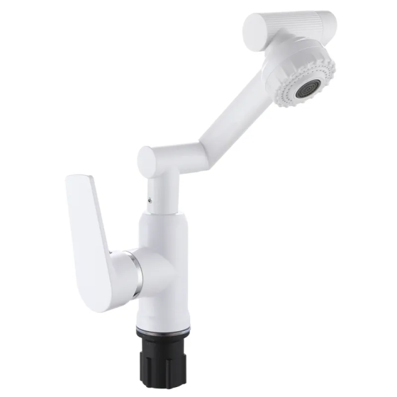 Смеситель для умывальника с регулируемым изливом Plamix Oscar-001-FX SET White (со шлангами) (Цвет белый) (PM6105) Черновцы