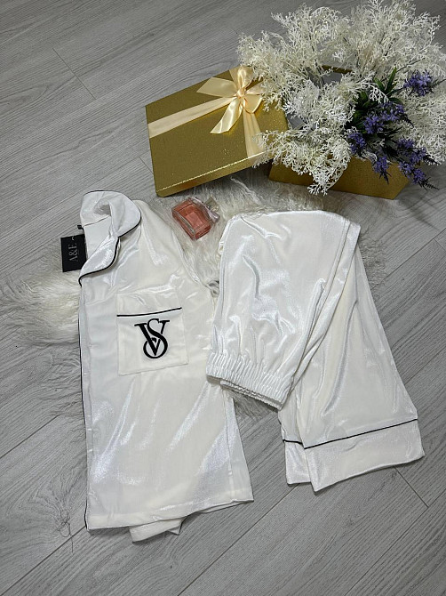 Женская стильная домашняя пижама бархатная пижама Молочный, 50/52 Одесса - изображение 4