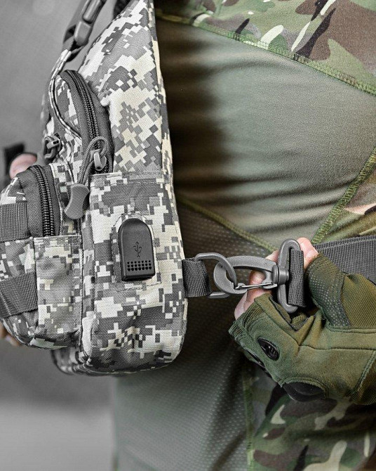 Армейська нагрудна сумка-рюкзак з USB-портом захисник NATO ДЛ7539 Одеса - фото 5
