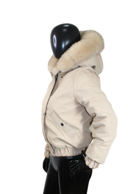 Бомбер жіночий з хутром песця Бежевий 52 Харків - фото 6