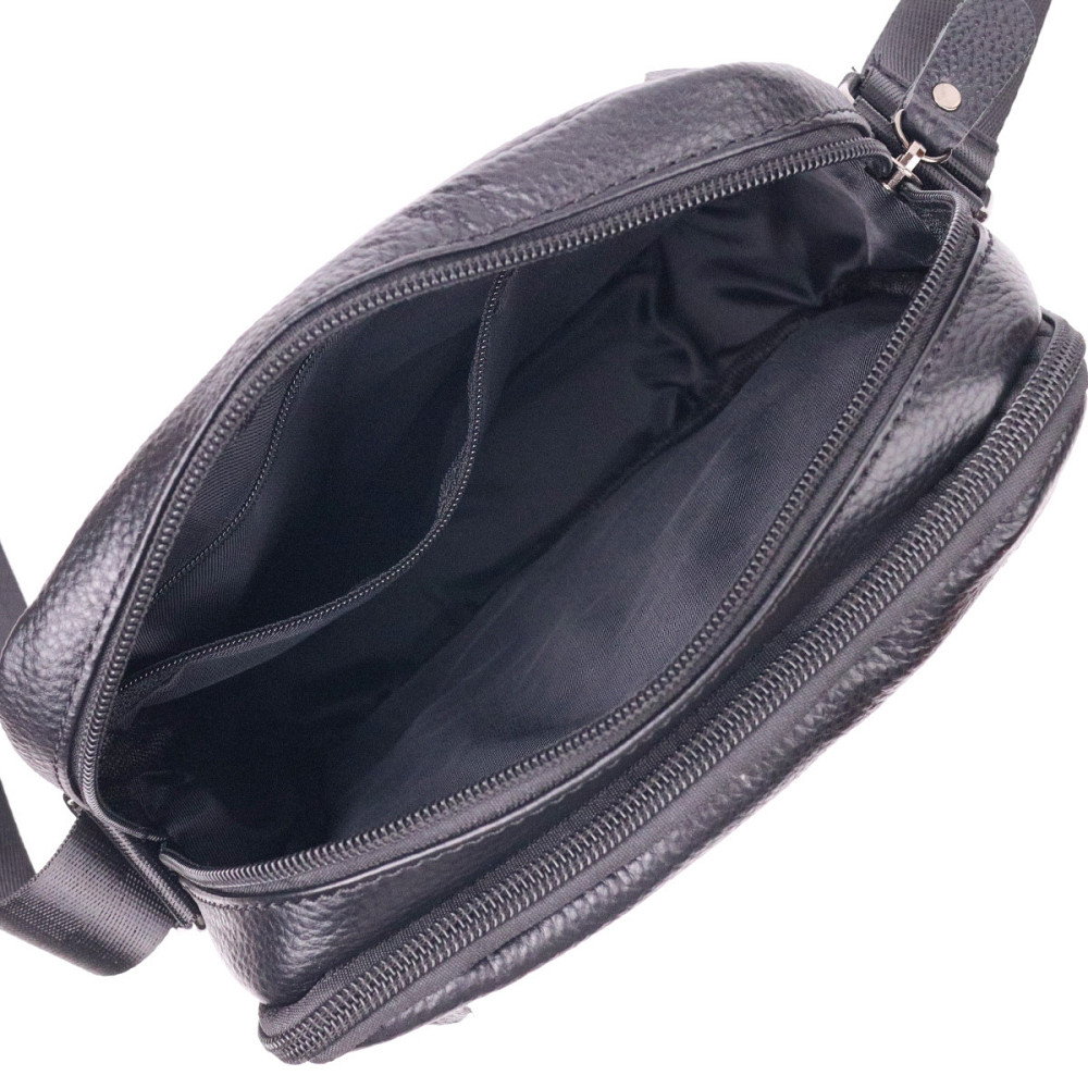 Стильна чоловіча сумка з натуральної зернистої шкіри 21398 Vintage Чорна Київ - фото 6