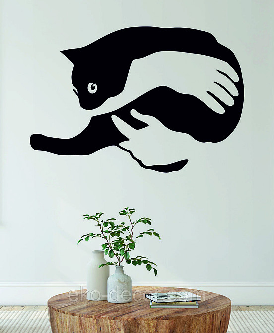 Декоративное настенное Панно  «Кот-руки» Декор на стену 70*47 см, Черный Киев - изображение 3