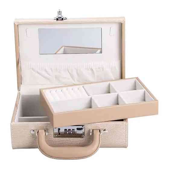 Скринька для прикрас з еко шкіри 2 яруси з кодовим замком органайзер для ювелірних виробів HP-5-24CR Коломия