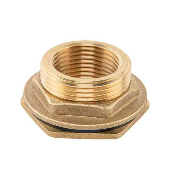 Втулка для бака РВ 1" - РЗ 1 1/4" з гайкою та прокладкою 1 1/4", BRASS, BR-P100114 Київ