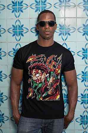 Футболка з аніме принтом Вбивця демонів оверсайз (S/M/L) Чорний AnimeJ0371 Дніпро