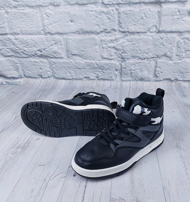 Дитячі демісезонні кросівки хайтопи чорні мілітарі для хлопчиків ТМ "Bessky" 32,33 Миколаїв - фото 7
