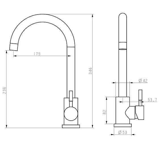 Смеситель для кухни WEZER EKO4A-01-BLACK черный Киев