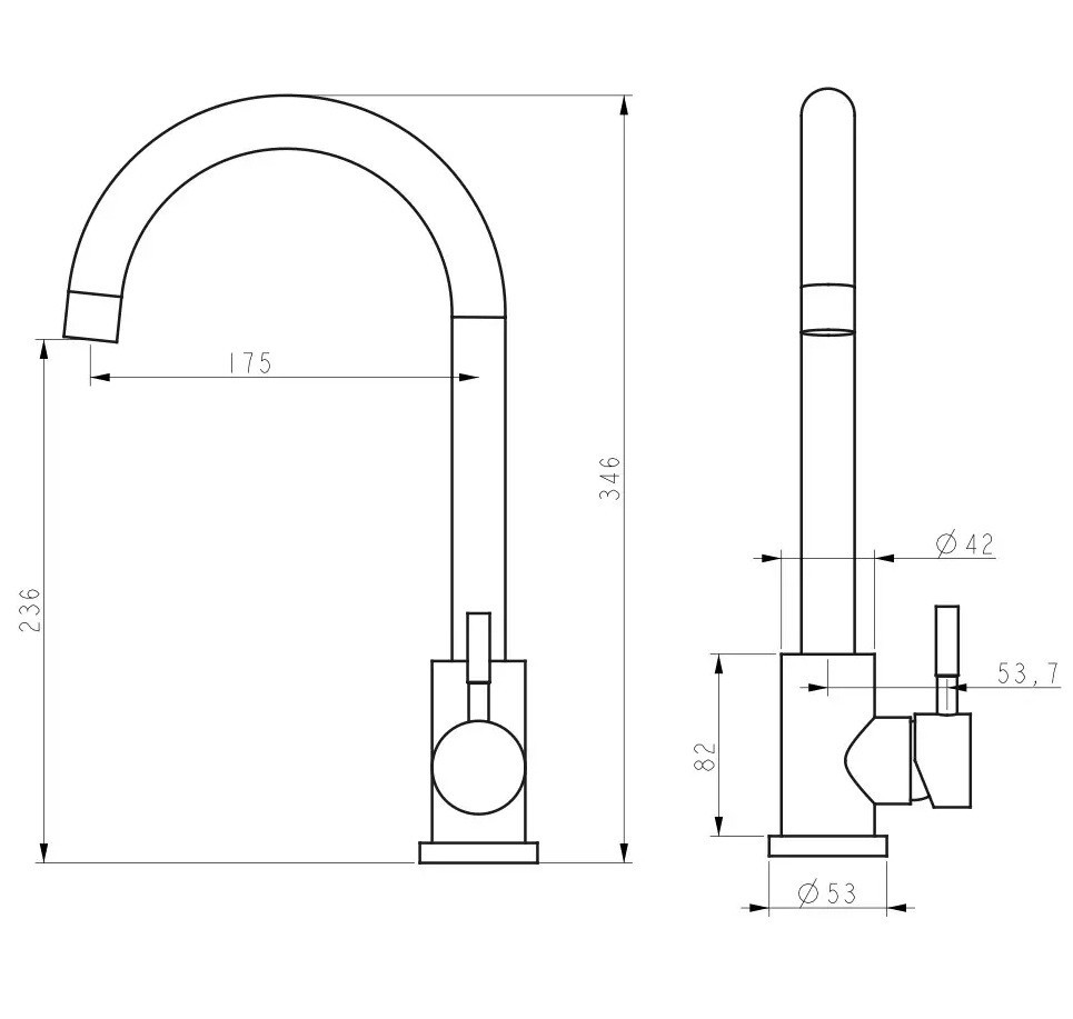 Смеситель для кухни WEZER EKO4A-01-BLACK черный Киев - изображение 4