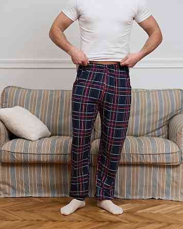 Чоловічі піжамні штани — бордово-синя карта Tom John 2006Ш L Київ