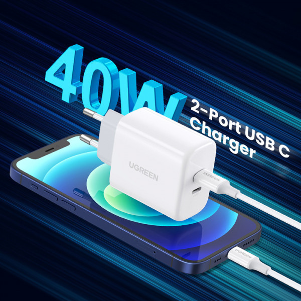 Зарядний пристрій 2xUSB 40W PD (2xType-C) PD CD243 Ugreen Білий (10343) Киев - изображение 6