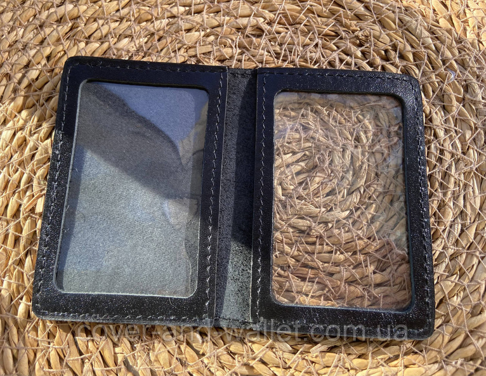 Шкіряна обкладинка для маленьких авто документів чорного кольору Puos Київ - фото 3