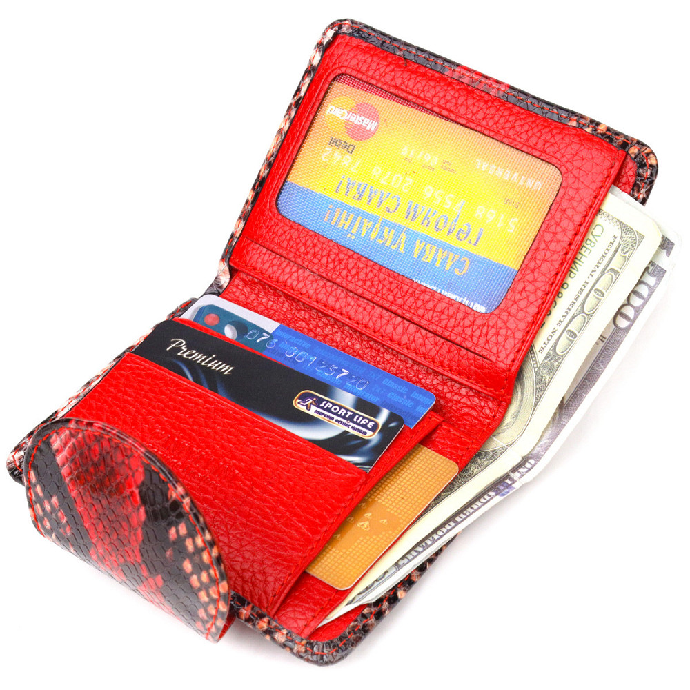 Невеликий жіночий гаманець з натуральної шкіри з тисненням під змію CANPELLINI 21667 Різнокольоровий Київ - фото 5