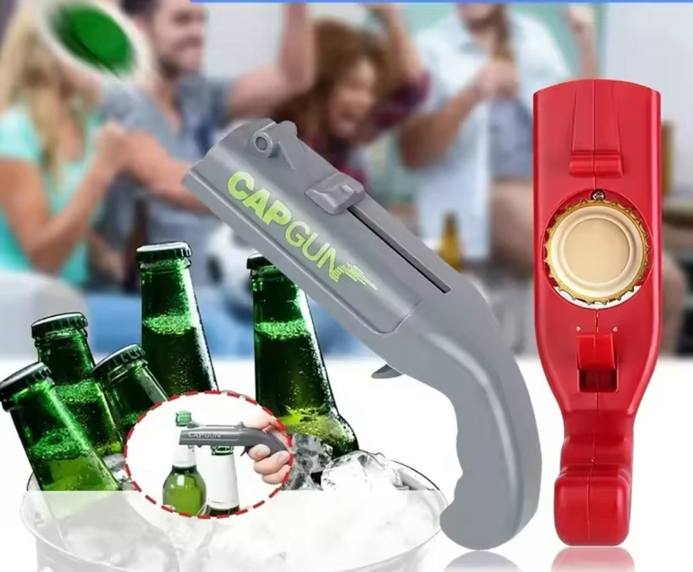 Открывалка игрушка для бутылок у форме пистолета 13 см серый Киев - изображение 9