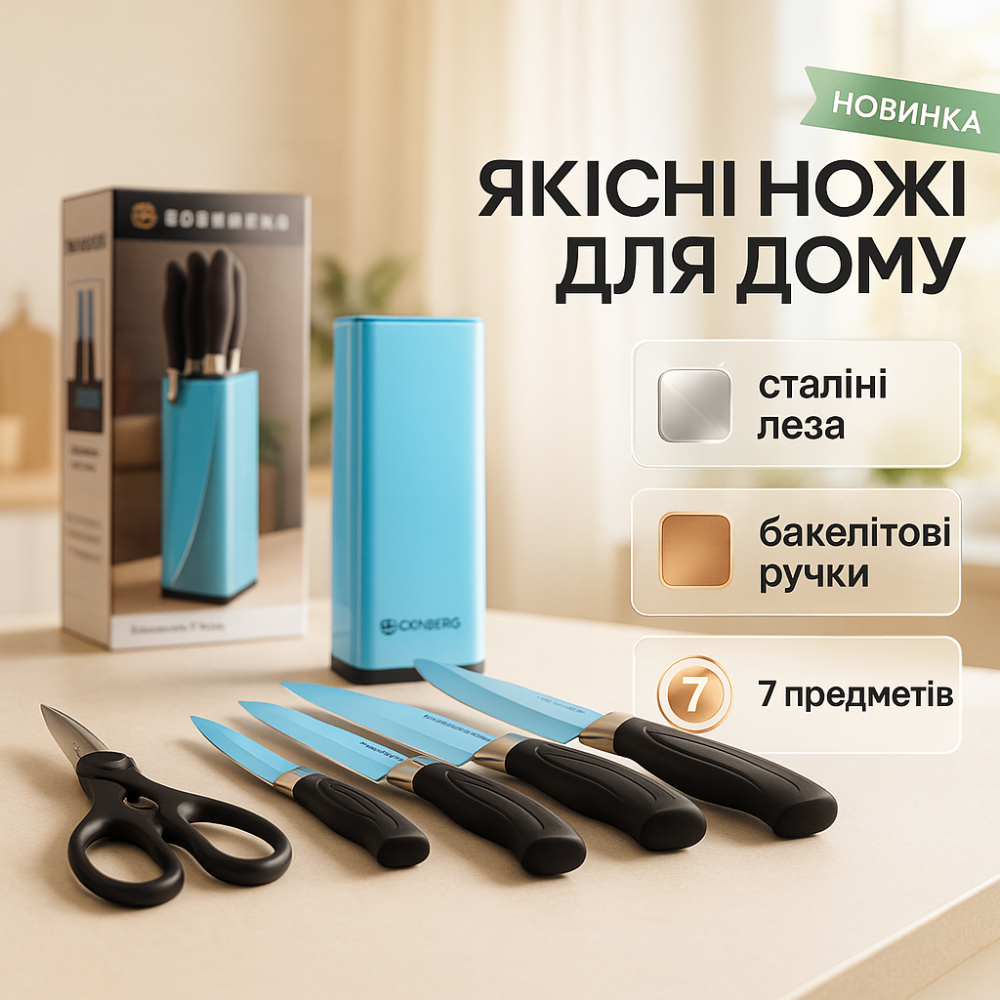 Сталеві кухонні ножі, Кухонний ніж зі сталі нержавіючої, Набір кухонних ножів для кухарів YU-91 Львів - фото 9