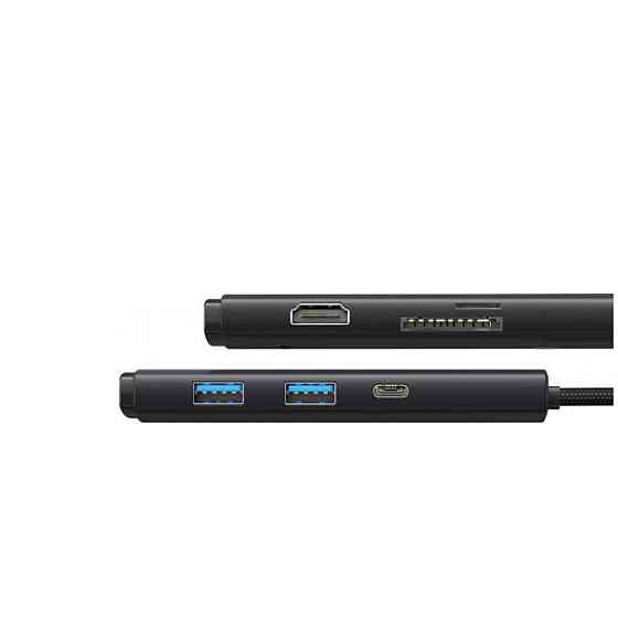 USB-Hub Baseus Lite Series 6-Port Type-C HUB Docking Station (Type-C to HDMI+USB3.0*2+Type-C Data+SD/TF) Black Киев