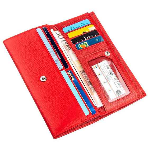 Яркий женский кошелек на кнопке Красный (ST Leather) Киев