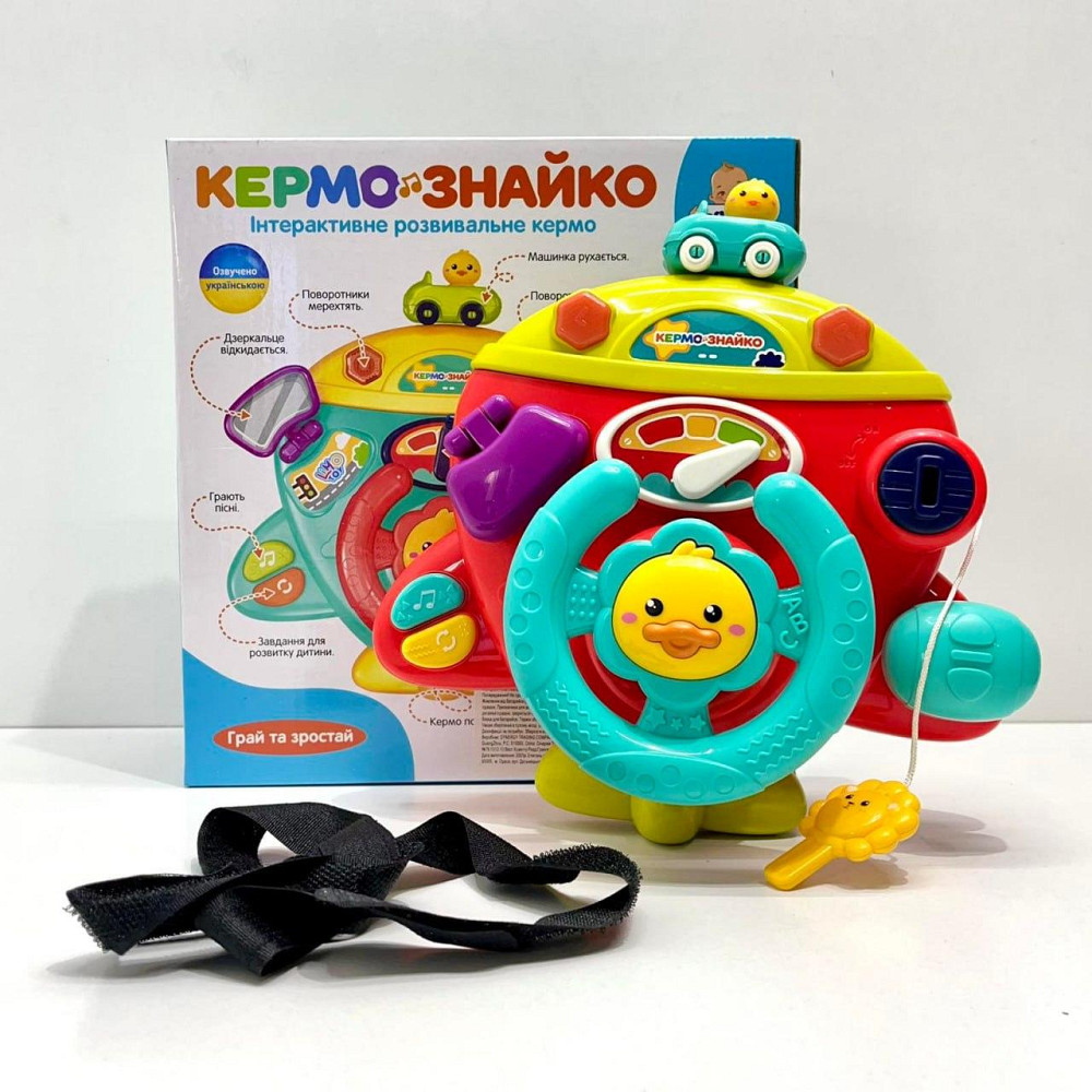 Руль інтерактивний музичний Limo Toy Автотренажер українською мовою кріпиться на коляску/ліжечко Червоний (HB 0077) Чернігів - фото 8